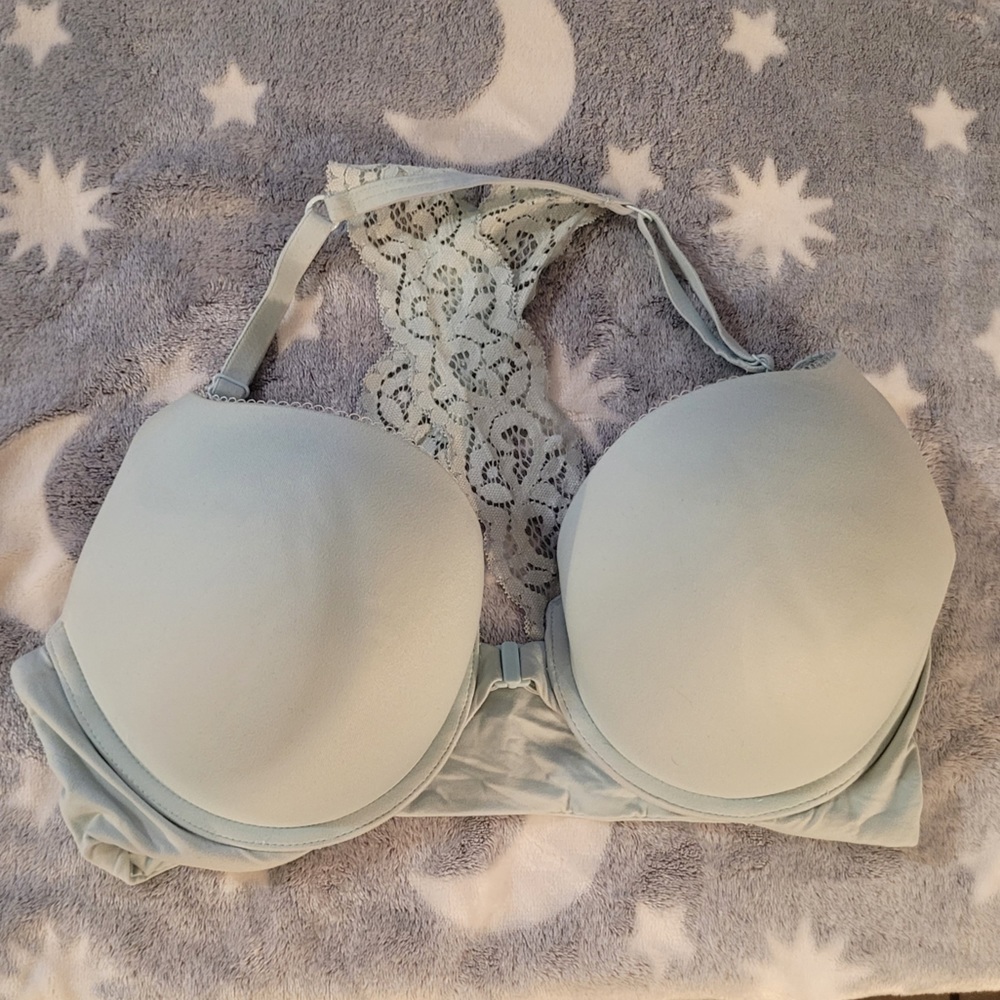Victoria's Secret Body By Light Blue Front Close Perfect Shape Bra Size 36D
